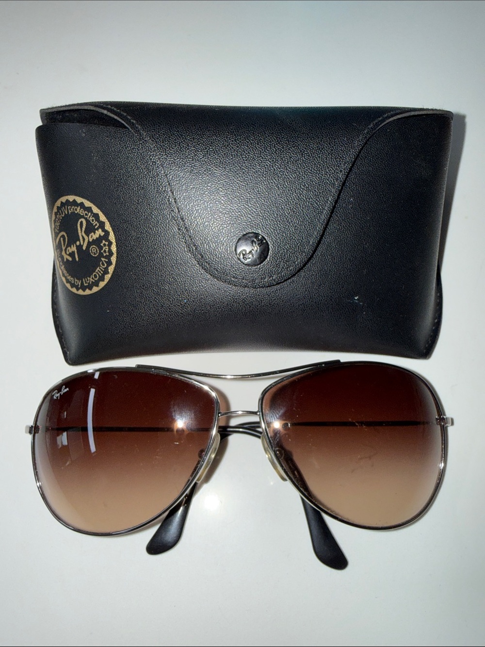 Ray-Ban Silver Frame Sunglasses with Brown Gradient Lenses